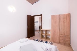 Photo of the view from the bed of the two-bedroom apartment